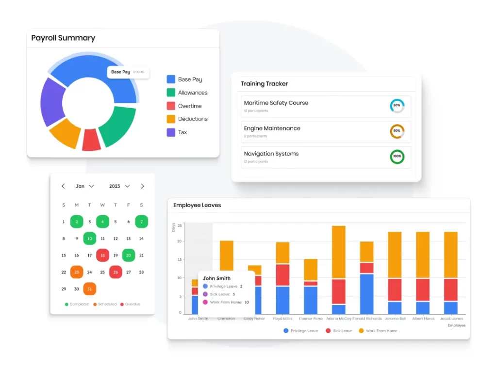 An integrated transportation management system that automates crew scheduling, leave tracking, training, and payroll processing. Ensure accurate salary disbursement, tax compliance, and reduced administrative workload with smart TMS software.